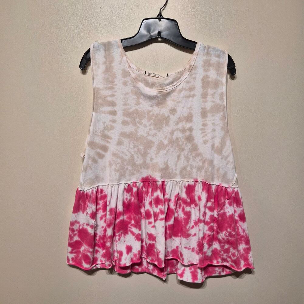 We the Free Large Anytime Tie-Dye Peplum Tank Pink and Beige